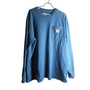 Blue Carhartt Long Sleeve T shirt top Sz XL Regular 100% cotton